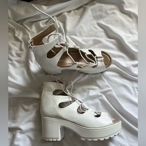 White Lace Up Heels
